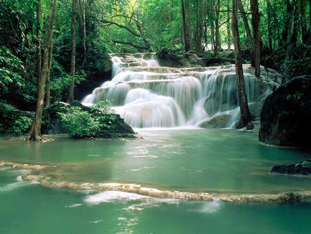 Waterfall - nature, trees, waterfall