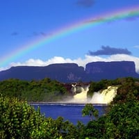 Rainbow At Waterfall