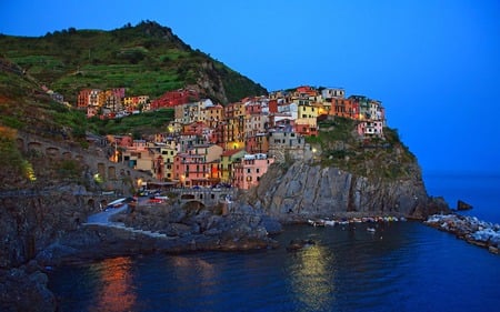 Manarola - municipality of riomaggiore, houses, italy, province of la spezia, beautiful, coloured, architecture, house, second smallest of the cinque terre towns, small town, world heritage site