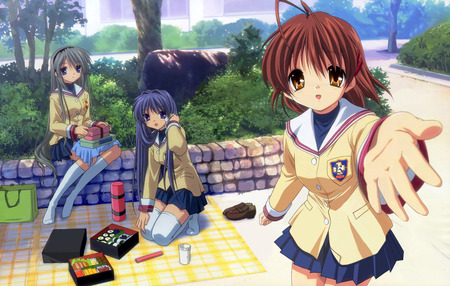 Clannad - girls, girl, hair, brown, clannad, grey, luch, anime, food