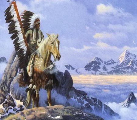 alone warrior - indian, mountains, horse