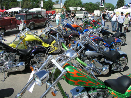 Rows of Brand New Choppers - bike, motorcycle, colorful, chopper, sled, motor bike