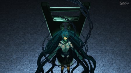 vocaloid - miku, black, dark, vocaloid