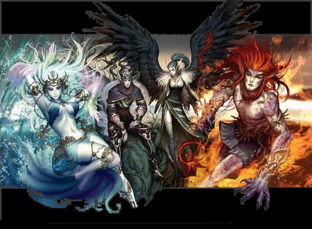 Demons - water, mask, fire, wings, cool, demon