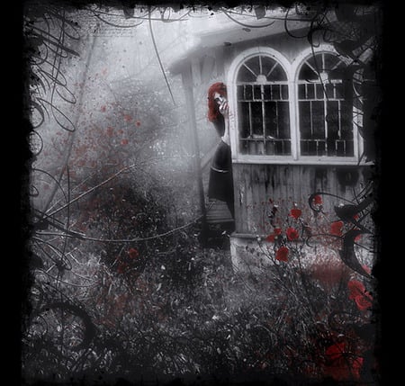 Witches house - witch, red, house, 3d, hot, abstract, art