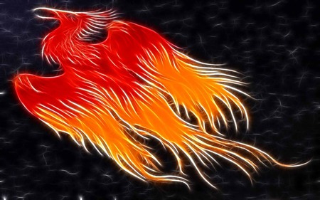 Phoenix Lonely By Night - abstract, sparkle, fantasy, phoenix, fractalius