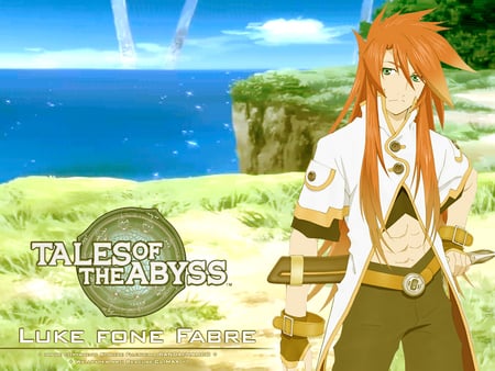 Luke Old Style - anime, cartoon, copy, warrior, beach, long hair, battle, tales of the abyess, king, fire, land, luke, rpg, lighting, water, sea, love, islend, ps2, fantasy, games, video games