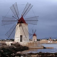 Windmills and Salt Marsala Sicily Italy