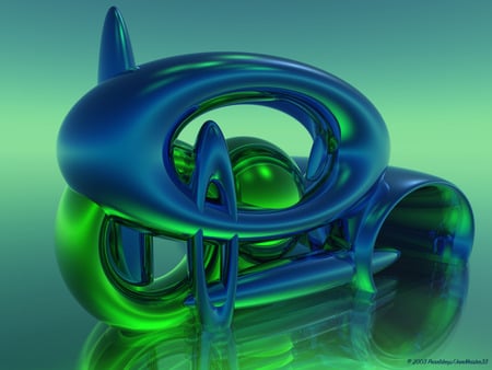 pearl jammin' - abstract, 3d and cg, blue, green