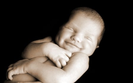 Smiling Baby - children, baby, dark, smile, kids, cute