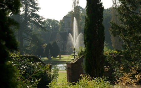 ORNAMENTAL GARDEN WITH FOUNTAIN - fountain, gorgeous, setting, beautiful