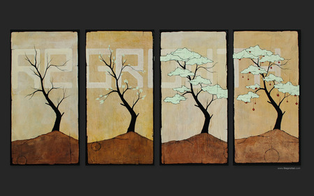 Regrowth - painting, trees, nature, illustration