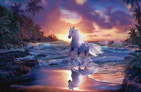 In the beach - horse, powerful, animal, cavalo, stallion