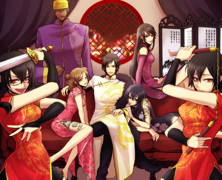 emperor - girls, sexy, warrior, fighter, highness, pretty, bodyguard, red, chinese, cute