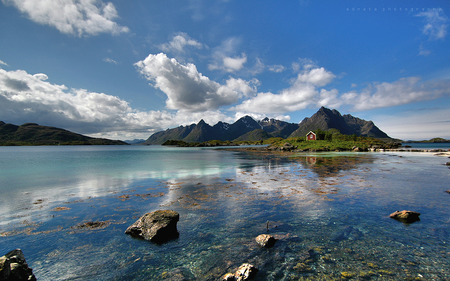 I Want To Be There - clouds, nature, rivers, beautiful, mountains, houses, sky