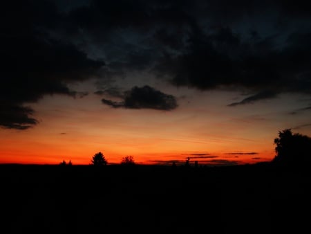 sunset - clouds, sunset, orange