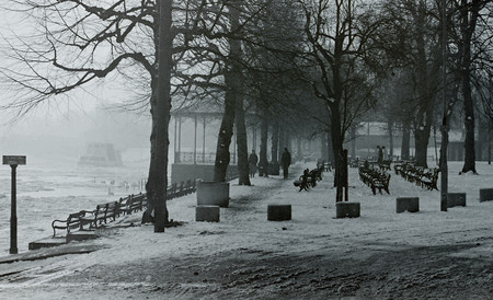 Cold walk - by frozen river, cold walk