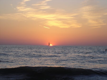 ~Sailing by the Sunset, just me & my love...~Picture #4~ - clouds, beautiful, serene, sea, ocean, photograph, florida, sunset, nature, sailboat, waves