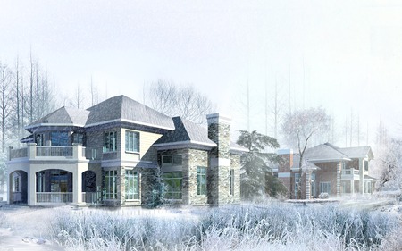 Architecture 3D Designs - designs, winter, snow, 3d, architecture