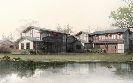 Architecture 3D Designs - house, designs, water, rain, lake, 3d, architecture