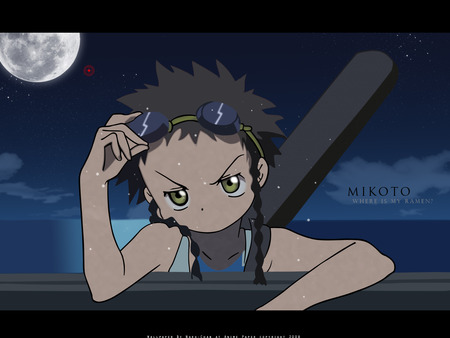 what u looking at? - badass, moon, boy, anime, googles