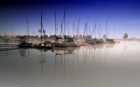 Morning Fog - lake, fog, nature, boat