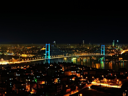 this city is never sleep          Istanbul Turkey - turkey, bosphorus, istanbul, bridge, night