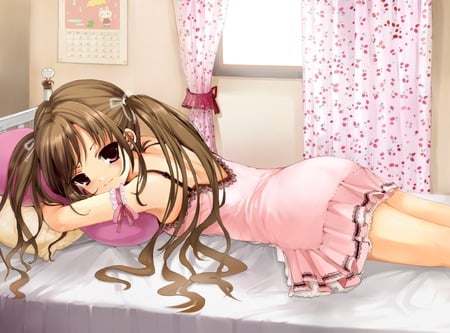 Momoko - sexy, girl, twintails, long hair, loli, brown hair, momoko, red eyes, anime, cute