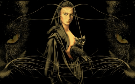 Catwoman - fantasy, woman, animals, cat