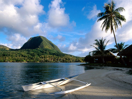 Outrigger Canoe Huahine French Polynesia - nature, beach