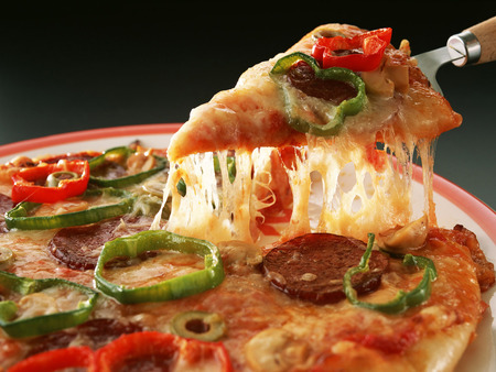 Sausage Pepper Pizza Cheese - drink, food