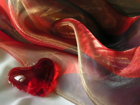 Love Heart - red, silk, pretty, heart, love, hot