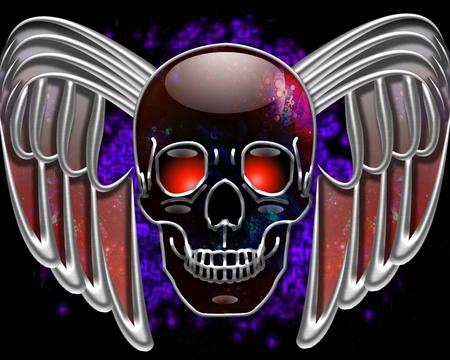 Colorful Winged Skull