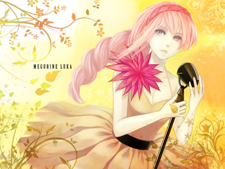 Megurine Luka - anime, vocaloid, girl, long hair, microphone, pink eyes, megurine luka, cute, pink hair, sexy