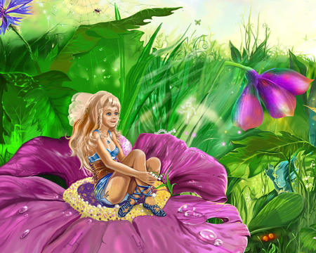 art fantasy 129. jpg - sitting, fairy, flower, fairyflower