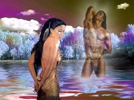 dream fantasy 031. jpg - indians, bath, clouds, sky