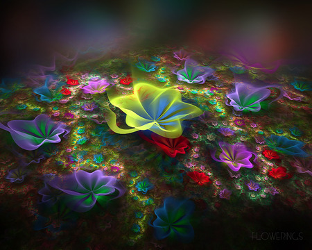 Flowerings - art, abstract, dark, flower