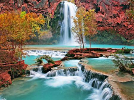 Waterfall - nature, autumn, waterfalls, waterfall, other