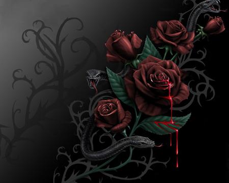 Blood and Roses - blood, rose, snake