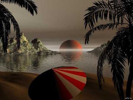 3D  022. jpg - plamtrees, umbrella, nature, beach