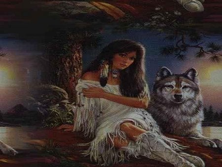 dream fantasy 025. jpg - nature, wolf, indianlady, fantasy