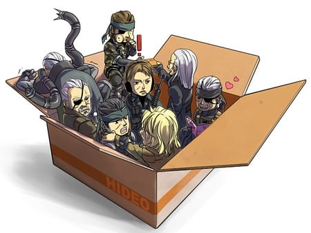 Hideo kojima's box - nice, soldier, cool, bandana, big boss, green, mercenaries, eyepatch, solid snake, mgs, revolver, funny, peace walker, beard, raiden, ocelot, weapon, army, liquid, guns