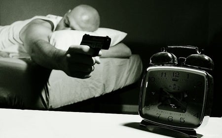 Every morning ... - fun, morning, clock, gun