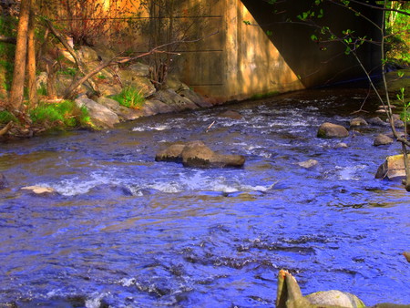 Peaceful Times - water, bridge, trees