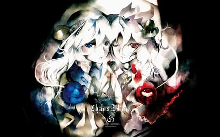 Chaos Flare - girls, sexy, blue eyes, grey hair, long hair, red eyes, touhou, chaos flare, anime, cute