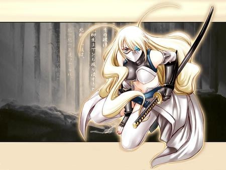 The Beautiful Hunter - mask, girl, warrior, beautiful, anime, sword, hunter