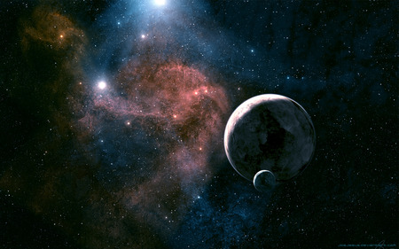 Planet S603F - space, blue, red, planet, stars, nebula