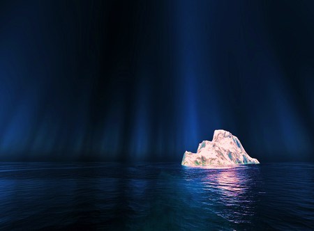 Alone in the dark - shine, glow, light, dark, drifting, ice, blue