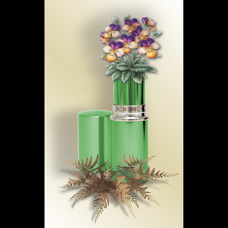 Green Lipstick - flowers, 3d, lipstick, abstract, art, green