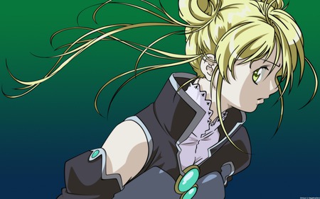 Simoun - uniform, dark, blonde, female, anime, hair, simoun